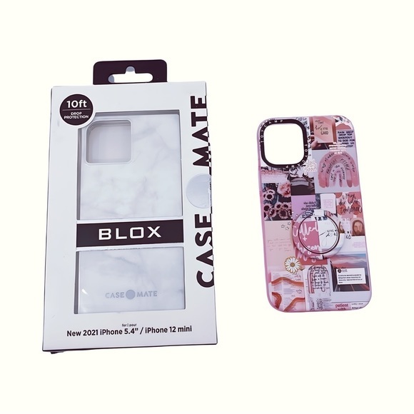 Case-Mate-BLOX-Square Case-White Marble & Vintage Collage Art for iPhone 12 Mini - Picture 1 of 4